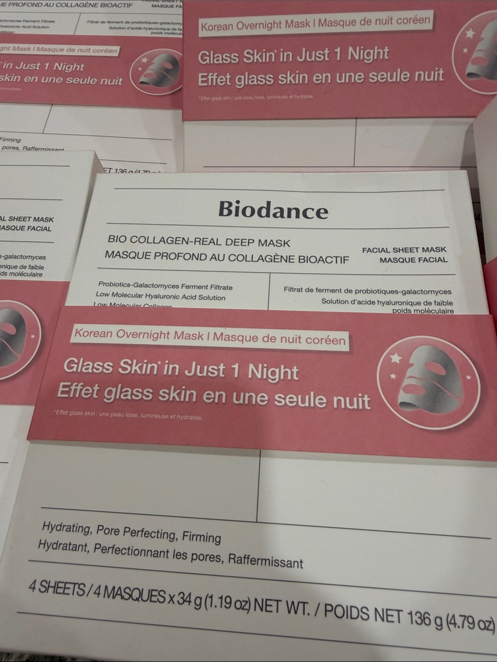 Biodance Korean Overnight Glass Skin Mask — Pink Facial Sheet (4-Pack)
